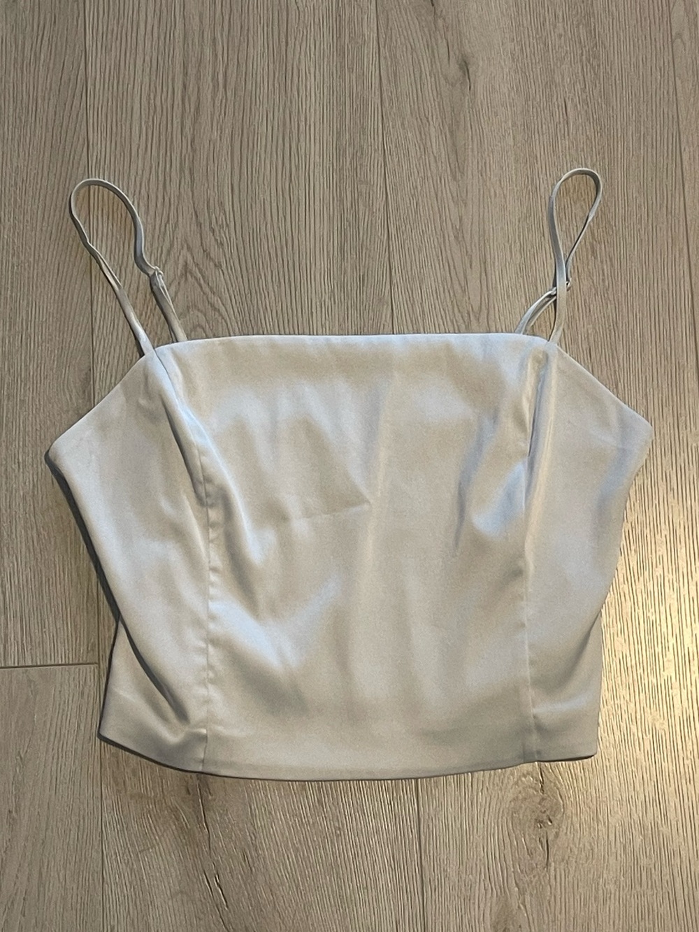 Aritzia Sunday Best Shimmer Satin Camisole - Grey Sky Spaghetti Strap Tank - Picture 9 of 10